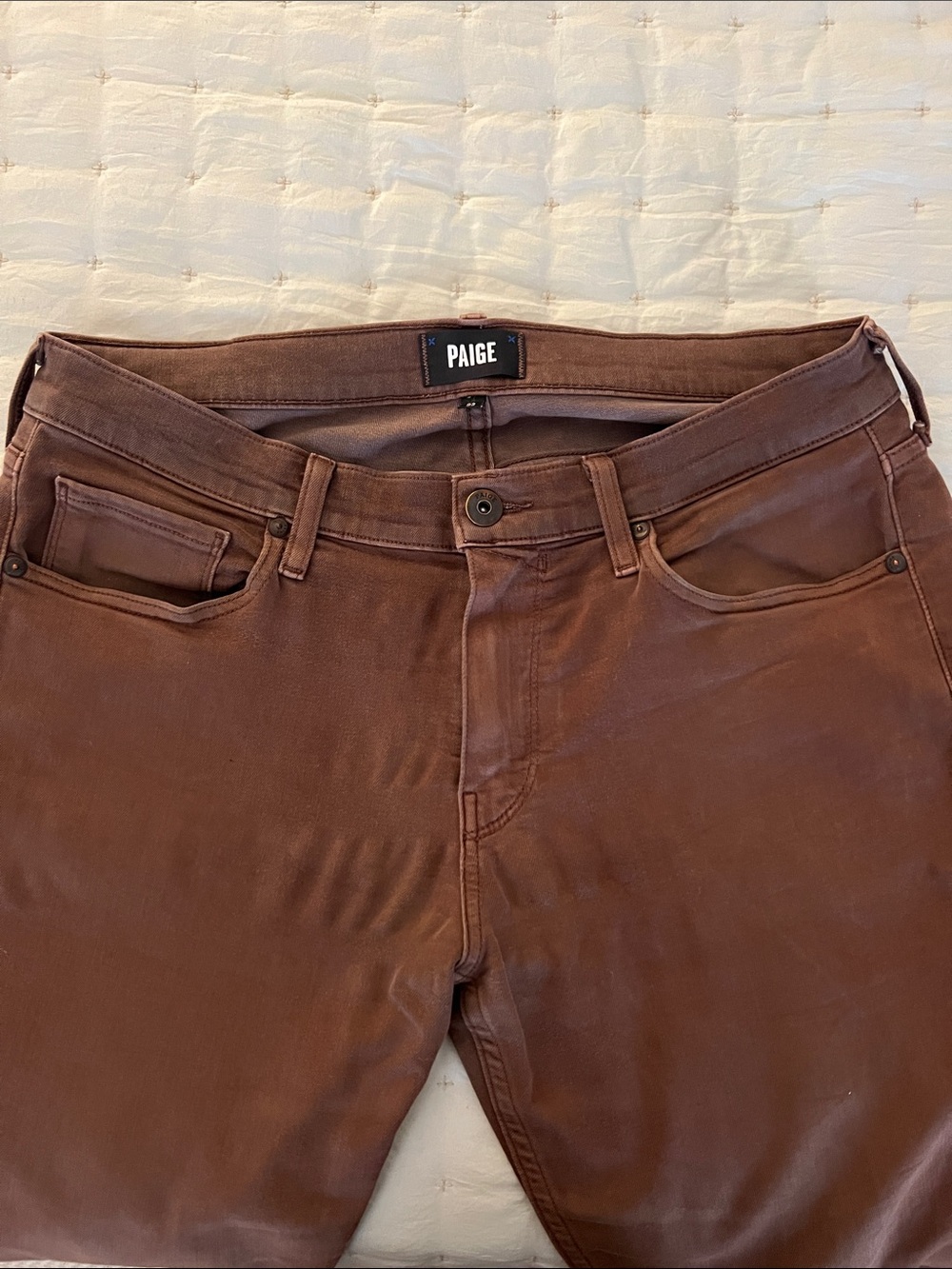 PAIGE Men's Brown Slim Jeans - Five-Pocket Stretch